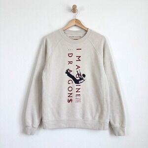 Imagine Dragons Mercury World Tour 2022 Crewneck Sweatshirt Medium Beige Stains